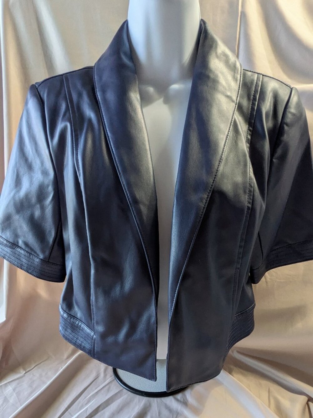 NWT dark blue cropped faux leather